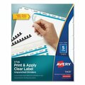 Avery Dennison Avery, PRINT AND APPLY INDEX MAKER CLEAR LABEL UNPUNCHED DIVIDERS, 5TAB, LETTER, 5 SETS 11431